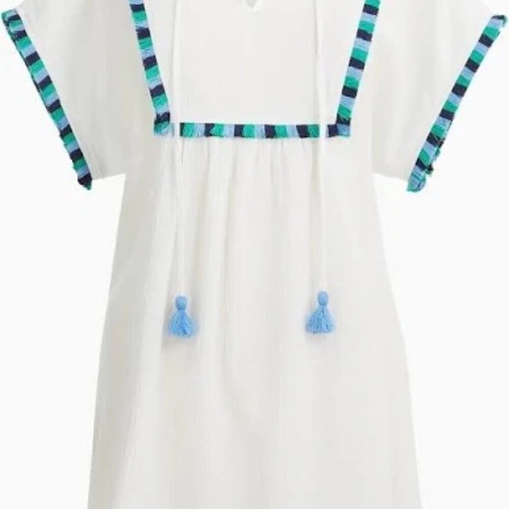 Cute White Gauze Swimsuit Cover Up with Fringe